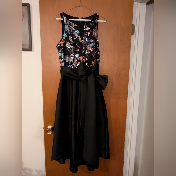 Floral Sleeveless Dress with Black Skirt - Picture 1 of 6